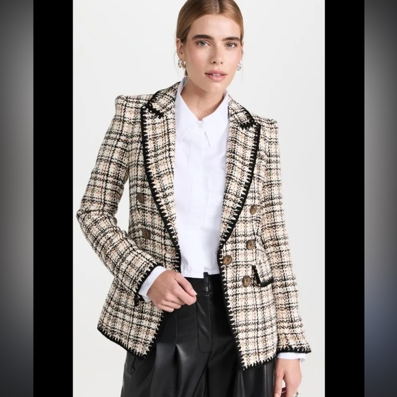 Veronica Beard Lawrence Dickey Crochet Trim Tweed Blazer 2 - Picture 2 of 9